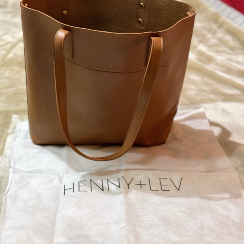 Henny + Lev leather brown tote